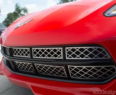 American Car Craft 12pc Stainless Steel Brushed Front Grille Factory Overlay Chevrolet Corvette Stingray C7 2014-2019 - ACC-052026-B