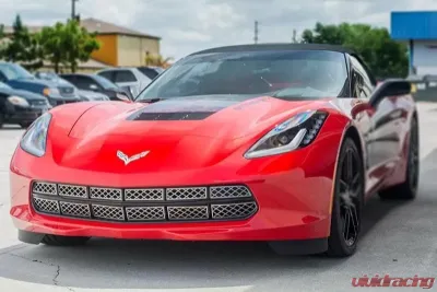 American Car Craft 12pc Stainless Steel Brushed Front Grille Factory Overlay Chevrolet Corvette Stingray C7 2014-2019 - ACC-052026-B