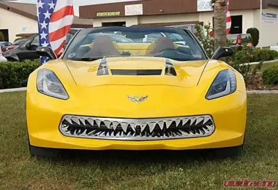 American Car Craft Shark Tooth Grille | Stainless Steel Black Chevrolet Corvette C7 2014-2019 - ACC-052080-BLK