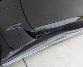 American Car Craft 650 HP Fin Brushed Stainless Steel Side Skirt Extensions w/Supercharged Inlaid Lettering Chevrolet Corvette Z06 | ZR1 2015-2019