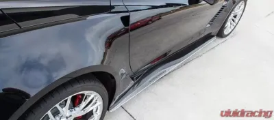 American Car Craft 650 HP Fin Brushed Stainless Steel Side Skirt Extensions w/Supercharged Inlaid Lettering Chevrolet Corvette Z06 | ZR1 2015-2019 - ACC-052094/052106