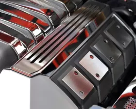 American Car Craft 2Pc Polished/Brushed Bright Red Solid Fuel Rail Ribbed Covers Chevrolet Camaro SS 2010-2015