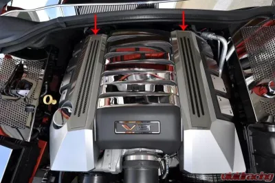 American Car Craft 2Pc Polished/Brushed Bright Red Solid Fuel Rail Ribbed Covers Chevrolet Camaro SS 2010-2015 - ACC-103054-BRSD