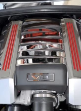 American Car Craft 2Pc Polished/Brushed Bright Red Solid Fuel Rail Ribbed Covers Chevrolet Camaro SS 2010-2015                                     - ACC-103054-BRSD - Image 4