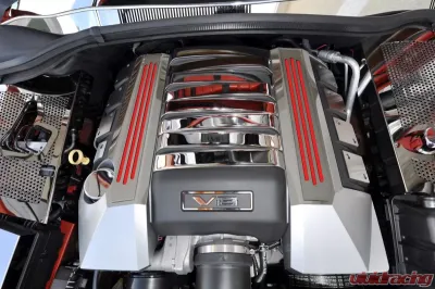 American Car Craft 2Pc Polished/Brushed Bright Red Solid Fuel Rail Ribbed Covers Chevrolet Camaro SS 2010-2015 - ACC-103054-BRSD