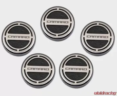 American Car Craft 5Pc Brushed Black Engine Fluid Cap Covers Chevrolet Camaro V6 2010-2022 - ACC-103071-BBLK