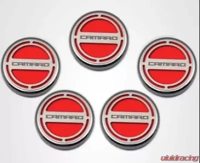 American Car Craft 5Pc Bright Red Solid Engine Fluid Cap Covers Chevrolet Camaro V8 2010-2022 - ACC-103072-BSRD