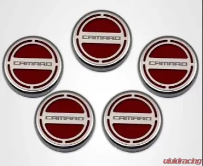 American Car Craft 5Pc Garnet Red Engine Fluid Cap Covers Chevrolet Camaro V8 2010-2022 - ACC-103072-GNRD