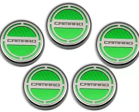 American Car Craft 5Pc Green Carbon Fiber Engine Fluid Cap Covers Chevrolet Camaro V6 2010-2022
