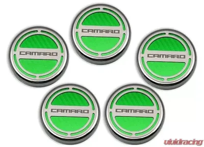 American Car Craft 5Pc Green Carbon Fiber Engine Fluid Cap Covers Chevrolet Camaro V8 2010-2022 - ACC-103072-GRN