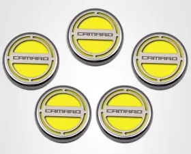American Car Craft 5Pc Yellow Solid Engine Fluid Cap Covers Chevrolet Camaro V6 2010-2022