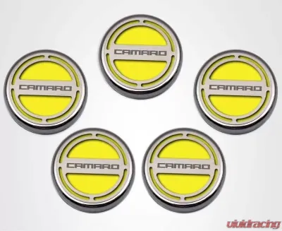 American Car Craft 5Pc Yellow Solid Engine Fluid Cap Covers Chevrolet Camaro V6 2010-2022 - ACC-103071-SYLW