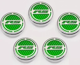 American Car Craft 5Pc Automatic Green Carbon Fiber Engine Fluid Cap Covers Chevrolet Camaro RS 2010-2022