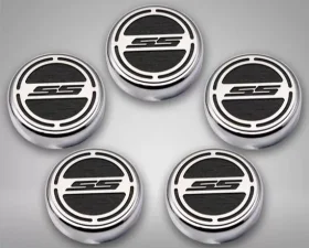 American Car Craft 5Pc Automatic Brushed Black Engine Fluid Cap Covers Chevrolet Camaro SS 2010-2022