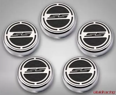 American Car Craft 5Pc Automatic Brushed Black Engine Fluid Cap Covers Chevrolet Camaro SS 2010-2022 - ACC-103074-BBLK