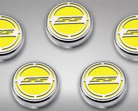 American Car Craft 5Pc Automatic Yellow Solid Engine Fluid Cap Covers Chevrolet Camaro SS 2010-2022