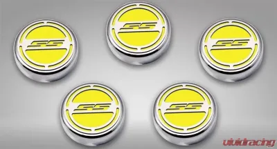 American Car Craft 5Pc Automatic Yellow Solid Engine Fluid Cap Covers Chevrolet Camaro SS 2010-2022 - ACC-103074-SYLW
