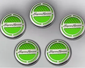 American Car Craft 5Pc Super Sport Style Green Carbon Fiber Engine Fluid Cap Cover Chevrolet Camaro SS 2010-2022