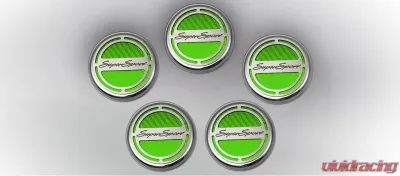 American Car Craft 5Pc Super Sport Style Green Carbon Fiber Engine Fluid Cap Cover Chevrolet Camaro SS 2010-2022 - ACC-103075-GRN