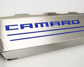 American Car Craft 2Pc Polished Stainless Steel Blue Carbon Fiber Fuel Rail Cover Chevrolet Camaro SS 2016-2021