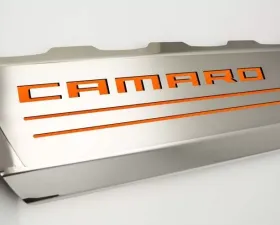 American Car Craft 2Pc Polished Stainless Steel Orange Carbon Fiber Fuel Rail Cover Chevrolet Camaro SS 2016-2021