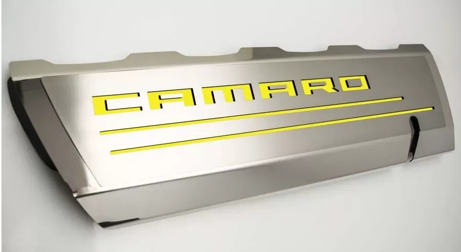 American Car Craft 2Pc Polished Stainless Steel Yellow Solid Fuel Rail Cover Chevrolet Camaro SS 2016-2021 - ACC-103077/103078-SYLW