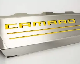 American Car Craft 2Pc Polished Stainless Steel Yellow Carbon Fiber Fuel Rail Cover Chevrolet Camaro SS 2016-2021