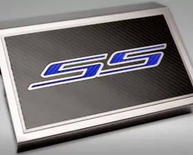 American Car Craft Brushed Blue Carbon Fiber Fuse Box Cover Chevrolet Camaro SS 2016-2021