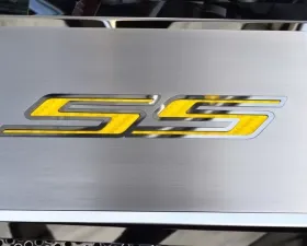 American Car Craft Brushed Stainless Steel Yellow Carbon Fiber Fuse Box Cover Chevrolet Camaro SS 2016-2021