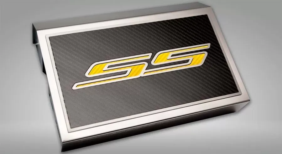 American Car Craft Polished White Carbon Fiber Fuse Box Cover Chevrolet Camaro SS 2016-2021 - ACC-103089/103094-YLW