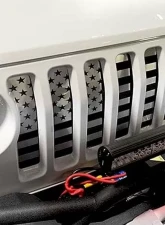 American Car Craft Thin Red Line Brushed Stainless Front Grille American Flag Jeep Wrangler JL 2018-2023                                     - ACC-142005-RD - Image 9