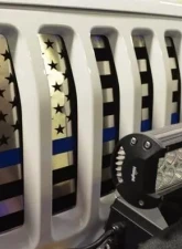 American Car Craft Thin Red Line Brushed Stainless Front Grille American Flag Jeep Wrangler JL 2018-2023                                     - ACC-142005-RD - Image 2