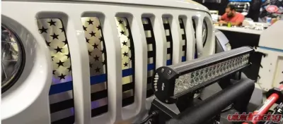 American Car Craft Thin Red Line Brushed Stainless Front Grille American Flag Jeep Wrangler JL 2018-2023 - ACC-142005-RD