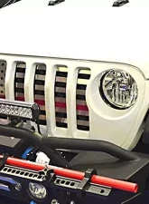American Car Craft Thin Red Line Brushed Stainless Front Grille American Flag Jeep Wrangler JL 2018-2023                                     - ACC-142005-RD - Image 3