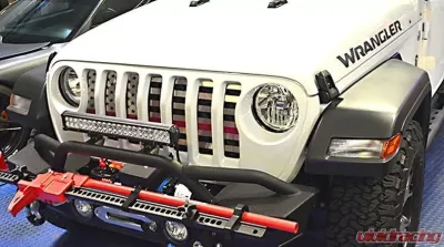 American Car Craft Thin Red Line Brushed Stainless Front Grille American Flag Jeep Wrangler JL 2018-2023 - ACC-142005-RD