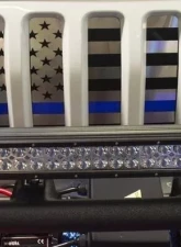 American Car Craft Thin Red Line Brushed Stainless Front Grille American Flag Jeep Wrangler JL 2018-2023                                     - ACC-142005-RD - Image 4