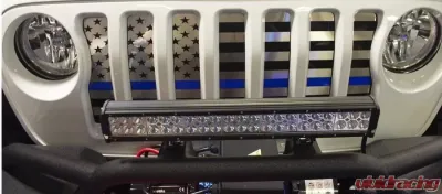 American Car Craft Thin Red Line Brushed Stainless Front Grille American Flag Jeep Wrangler JL 2018-2023 - ACC-142005-RD