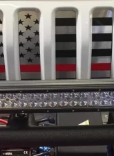 American Car Craft Thin Red Line Brushed Stainless Front Grille American Flag Jeep Wrangler JL 2018-2023                                     - ACC-142005-RD - Image 5