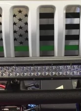 American Car Craft Thin Red Line Brushed Stainless Front Grille American Flag Jeep Wrangler JL 2018-2023                                     - ACC-142005-RD - Image 6