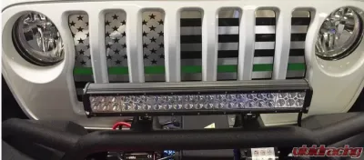 American Car Craft Thin Red Line Brushed Stainless Front Grille American Flag Jeep Wrangler JL 2018-2023 - ACC-142005-RD