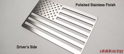 American Car Craft American Flag Emblem 1 Piece Set | Stainless Steel Brushed White - ACC-142123