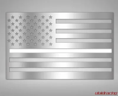 American Car Craft American Flag Emblem 1 Piece Set | Stainless Steel Brushed White - ACC-142123