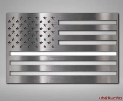 American Car Craft American Flag Emblem 1 Piece Set | Stainless Steel Brushed White - ACC-142123