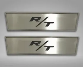 American Car Craft 2Pc Brushed Black Stainless Steel Door Badge Plate w/R/T Inlay Dodge Challenger 2008-2014