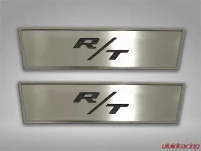 American Car Craft 2Pc Brushed Black Stainless Steel Door Badge Plate w/R/T Inlay Dodge Challenger 2008-2014 - ACC-151022-BBLK