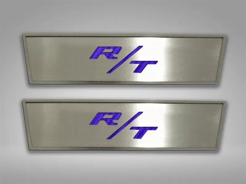 American Car Craft 2Pc Purple Carbon Fiber Stainless Steel Door Badge Plate w/R/T Inlay Dodge Challenger 2008-2014 - ACC-151022-PUR