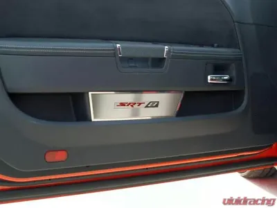 American Car Craft 2Pc Brushed Black Stainless Steel Door Badge Plate w/SRT8 Inlay Dodge Challenger 2008-2014 - ACC-151023-BBLK