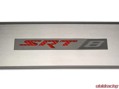 American Car Craft 2Pc Brushed Black Stainless Steel Door Badge Plate w/SRT8 Inlay Dodge Challenger 2008-2014 - ACC-151023-BBLK