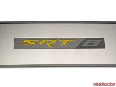 American Car Craft 2Pc Brushed Black Stainless Steel Door Badge Plate w/SRT8 Inlay Dodge Challenger 2008-2014 - ACC-151023-BBLK