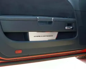American Car Craft 2Pc Brushed Black Stainless Steel Door Badge Plate w/Challenger Inlay Dodge Challenger 2008-2014